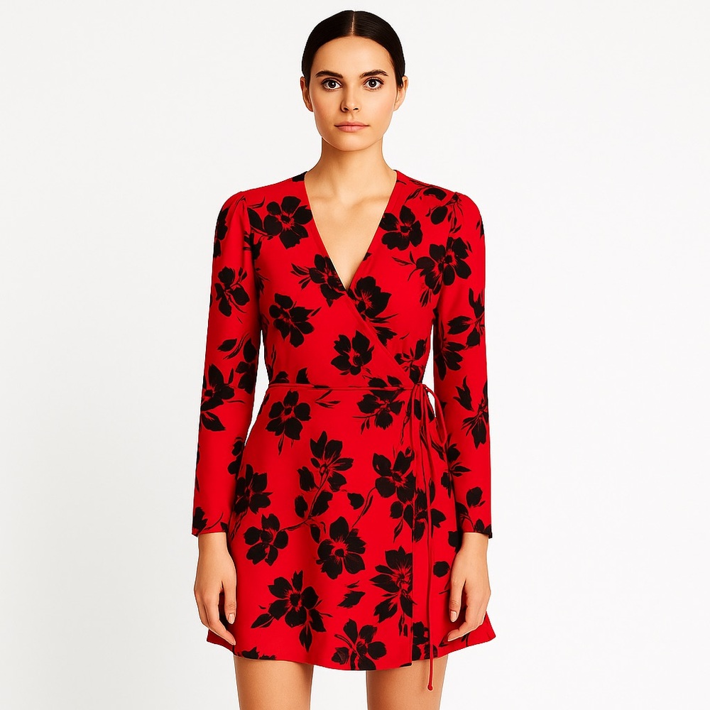 COOPER ST RED Long Sleeve Mini Wrap Women’s Dress NWT ❤️Size 2❤️Elegant Party.